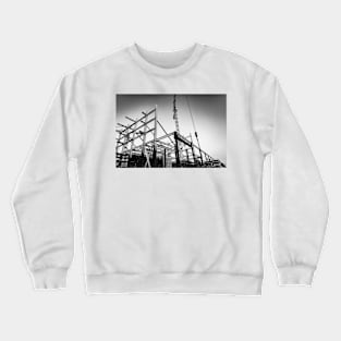 Gritty construction image of steel framing and construction crane Crewneck Sweatshirt